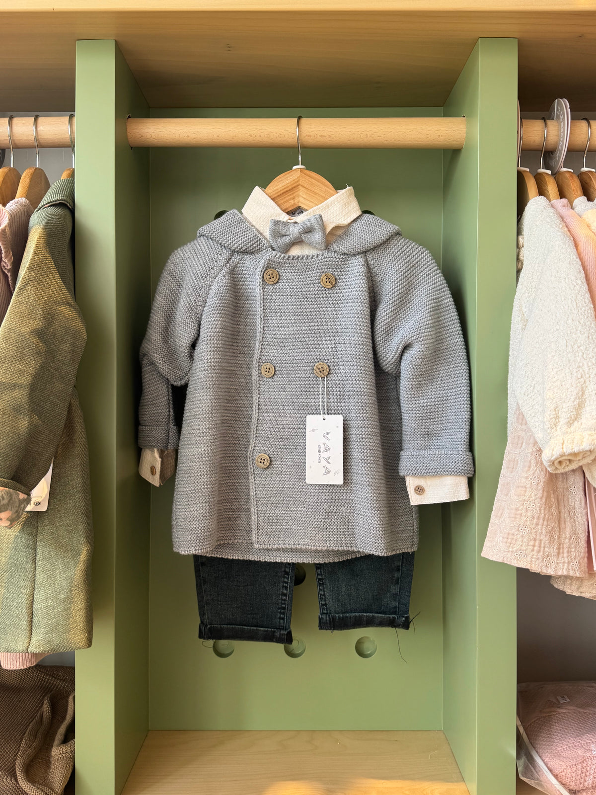 Boy 3pcs Denim Grey Knitted Cardigan