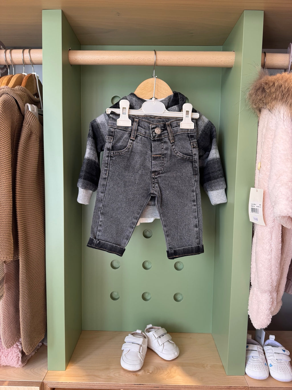 BabyBoy 3pcs Grey Checkered Set second view