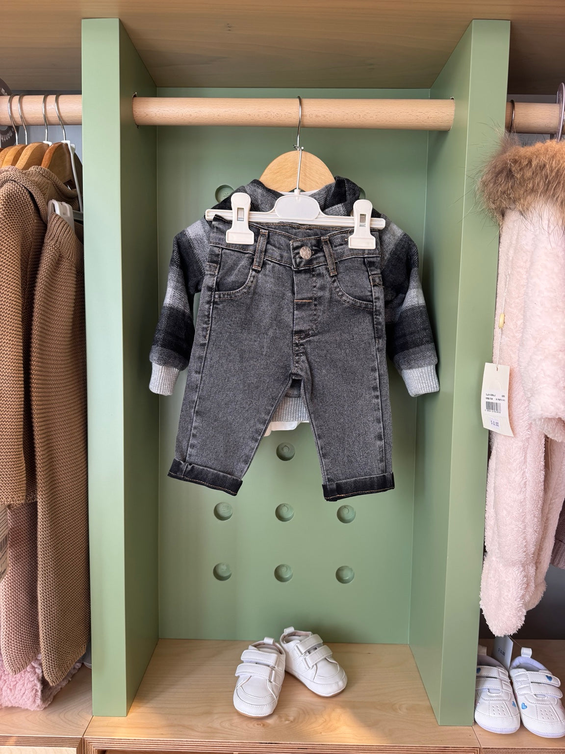 BabyBoy 3pcs Grey Checkered Set second view