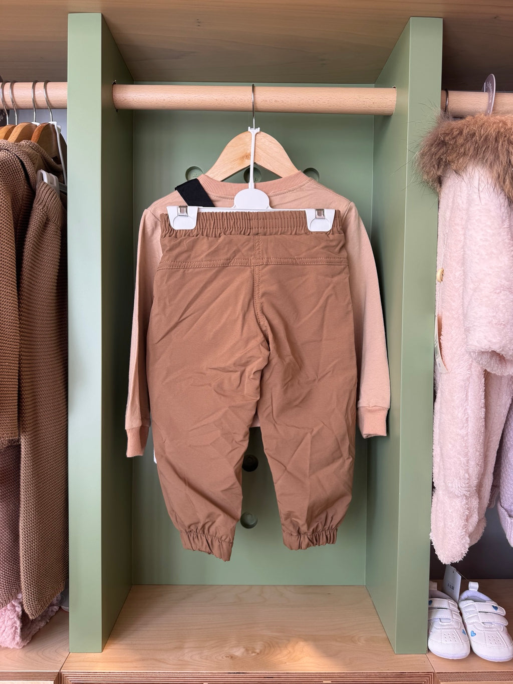 Boy 2pcs Cargo Brown Pant + Crossbag Back