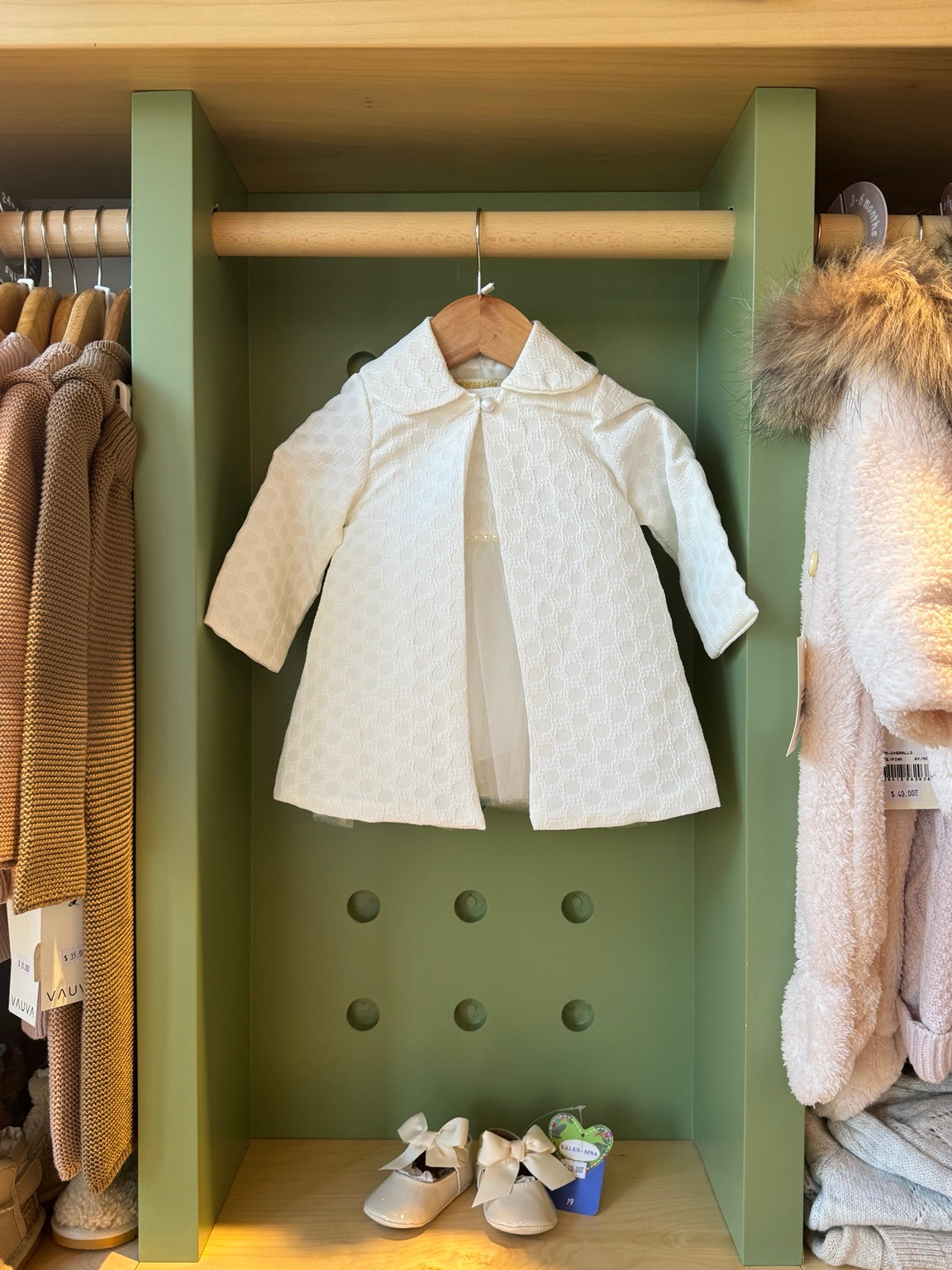 BabyGirl Baptism White Tutu Dress+Coat+Headband Coat