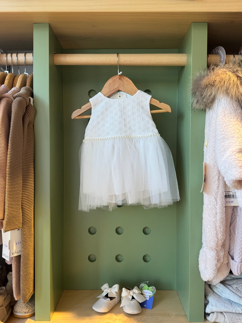 BabyGirl Baptism White Tutu Dress+Coat+Headband Dress