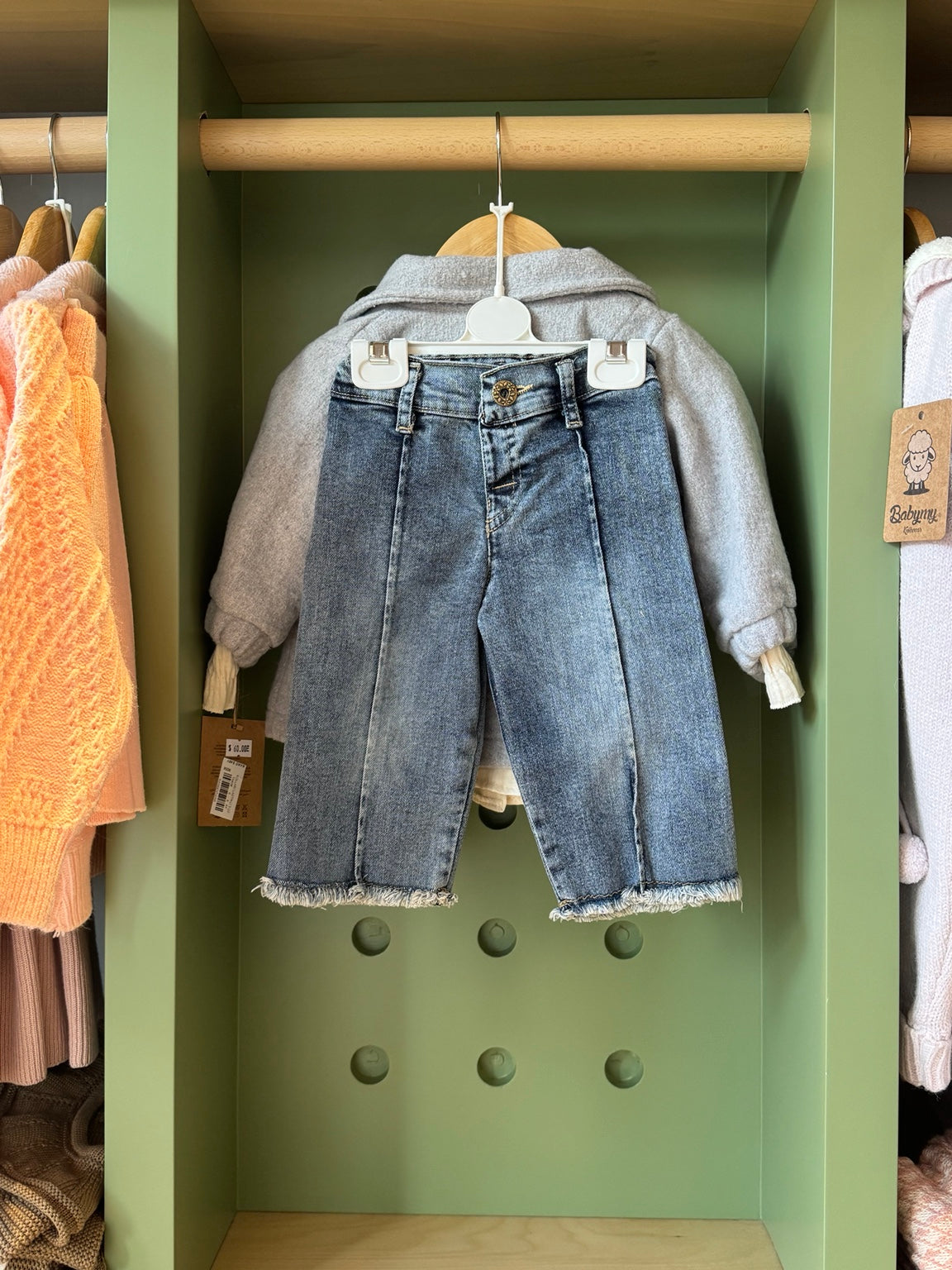 BabyGirl 4pcs Denim BabyBlue Coat back/detail