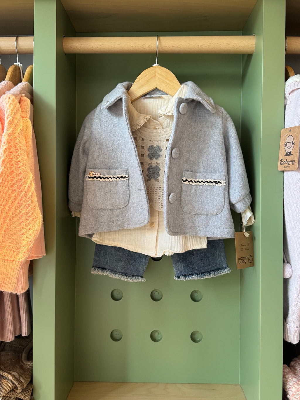 BabyGirl 4pcs Denim BabyBlue Coat front
