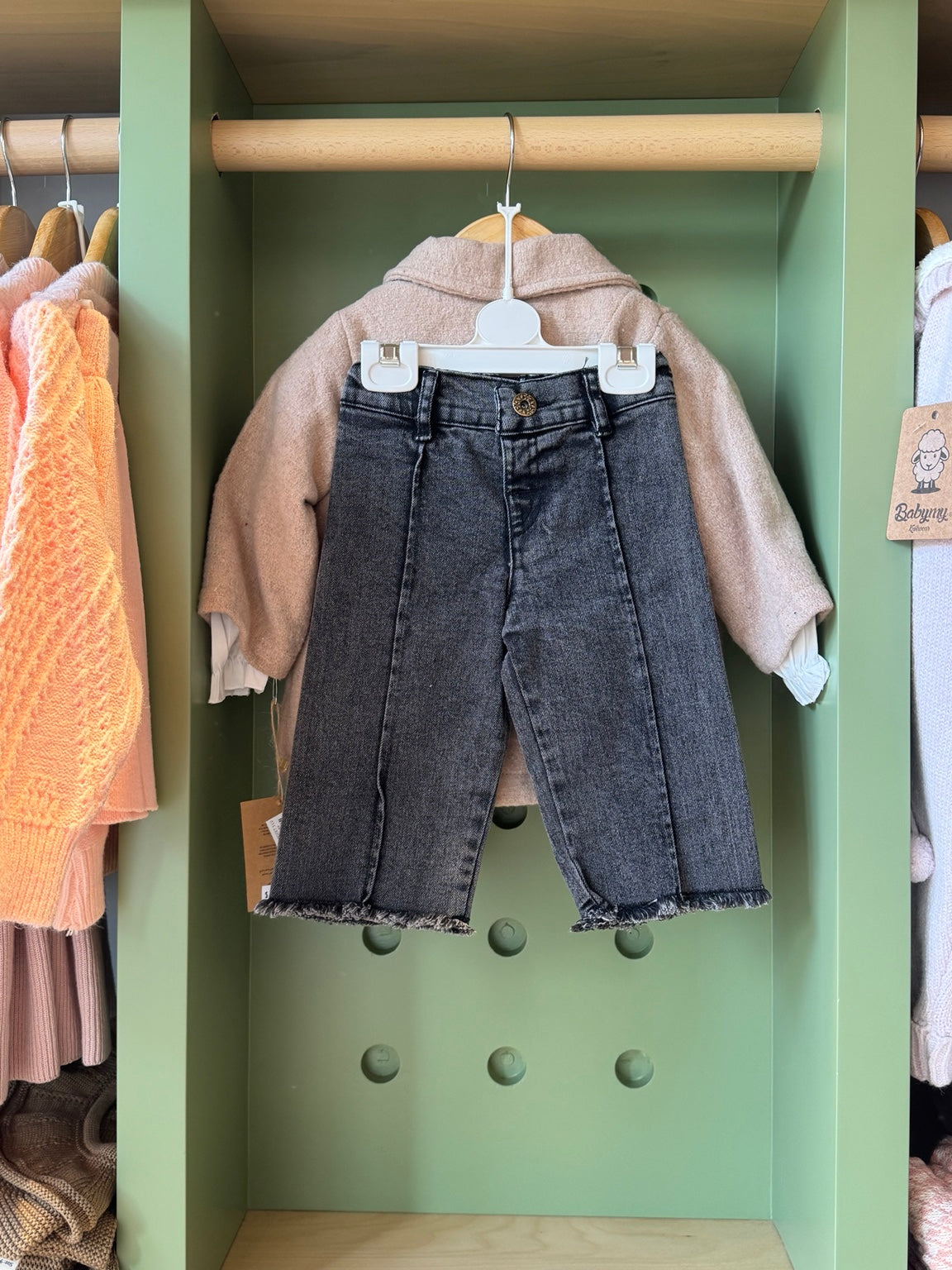 BabyGirl 4pcs Denim Beige Coat back/detail