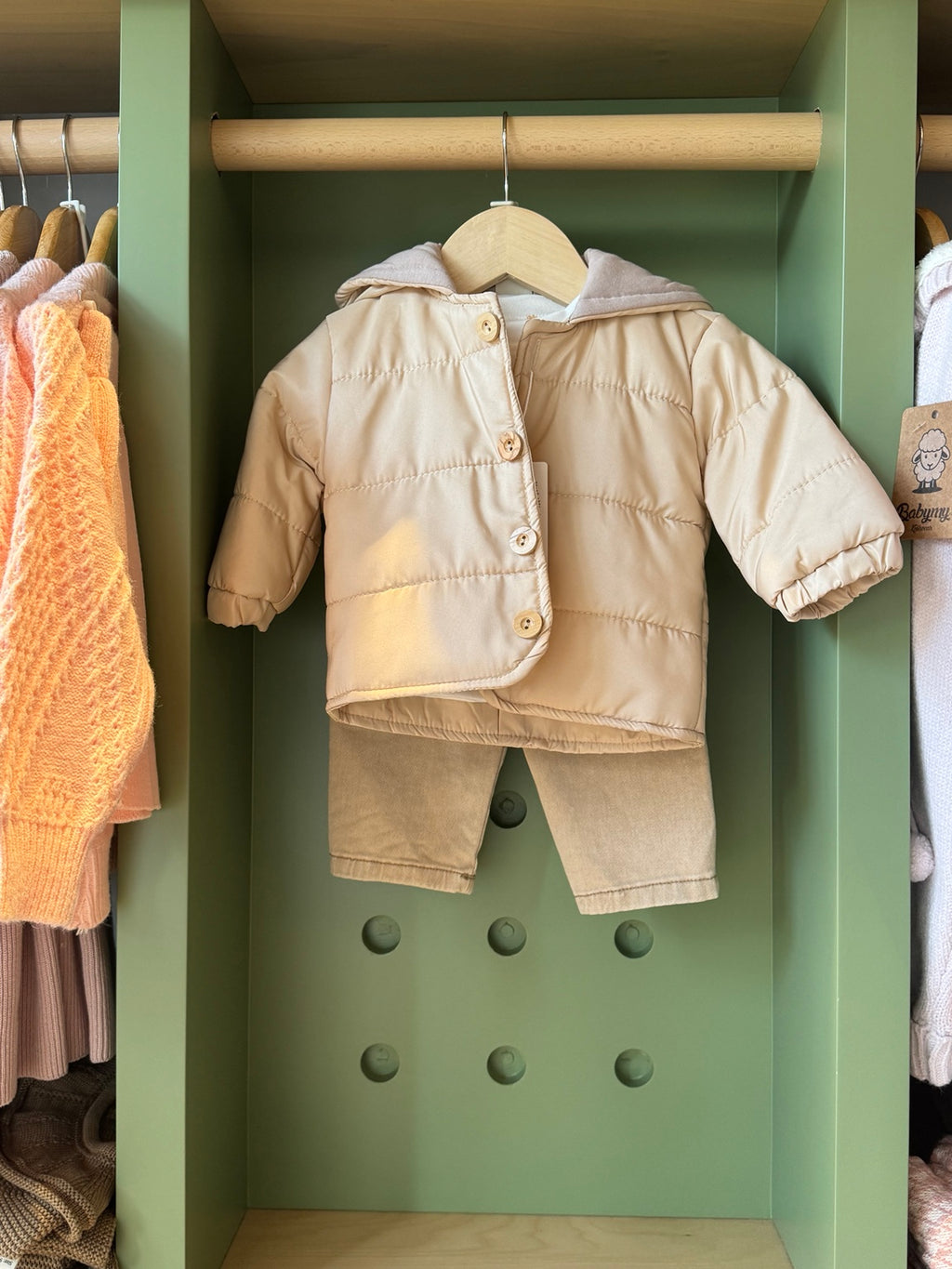 BabyBoy 3pcs Beige Anorak Set front