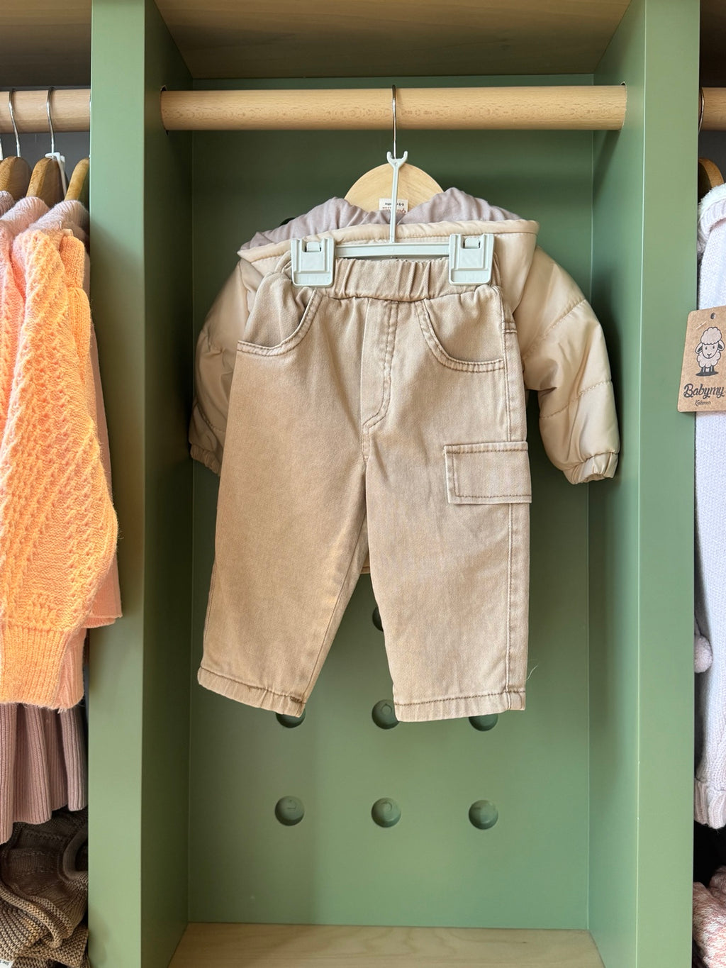 BabyBoy 3pcs Beige Anorak Set back/detail