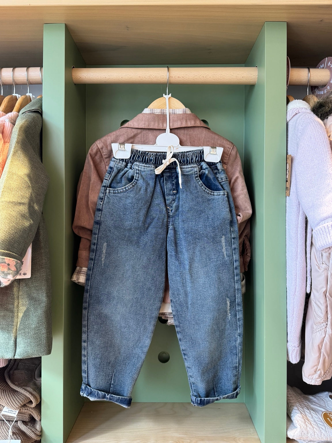 Boy 4pcs Denim/Brown Jacket Set back/detail