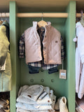 BabyBoy 3pcs Beige Gilet/Checkered Shirt front
