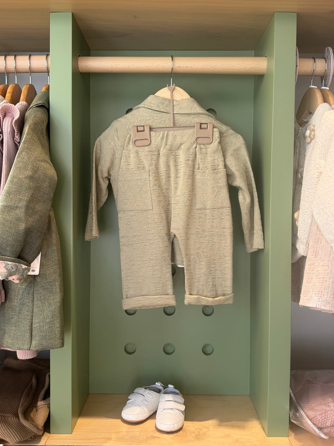 BabyBoy 3pcs Olive Set + White T-Shirt back