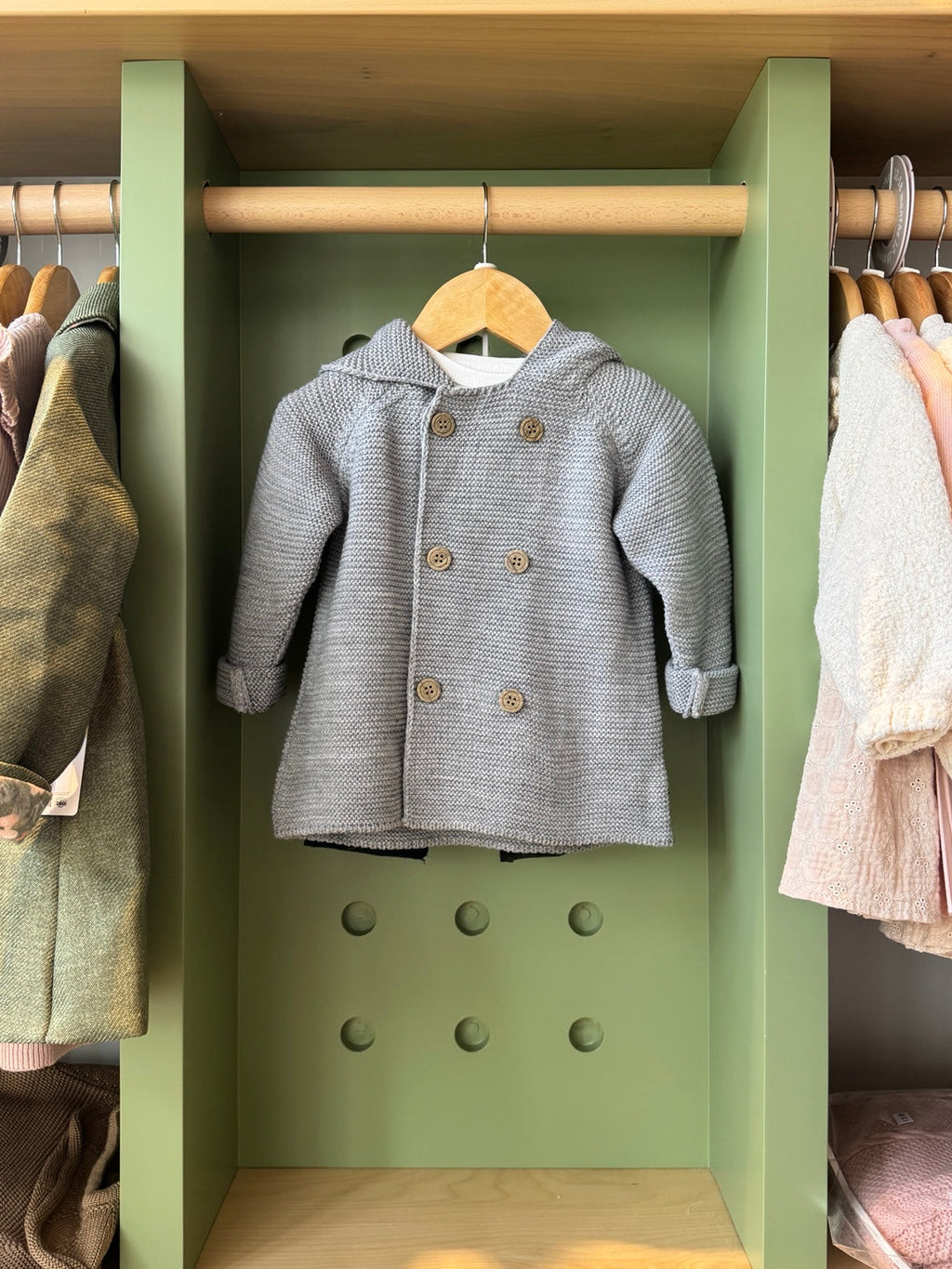 BabyBoy 3pcs Denim Grey Knitted Cardigan front