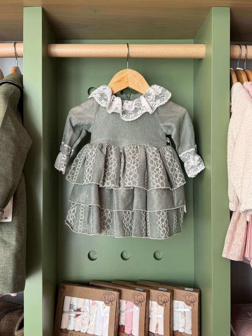 BabyGirl Mint Ruffled Dress+Headband