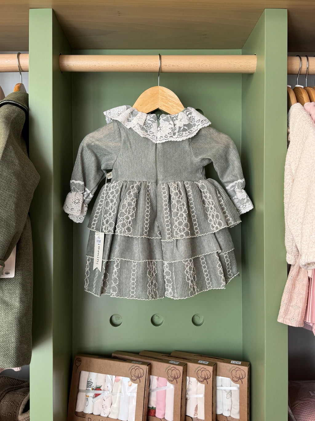 BabyGirl Mint Ruffled Dress+Headband