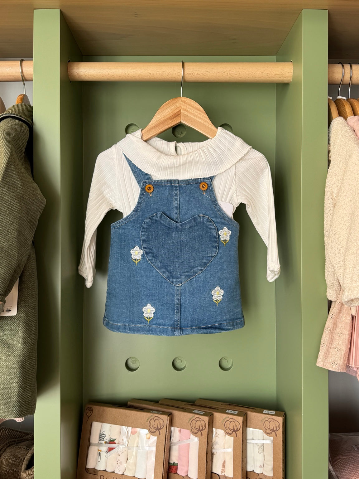 BabyGirl 2pcs Denim Salopette Dress