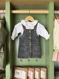 BabyGirl 2pcs Grey Denim Salopette Dress