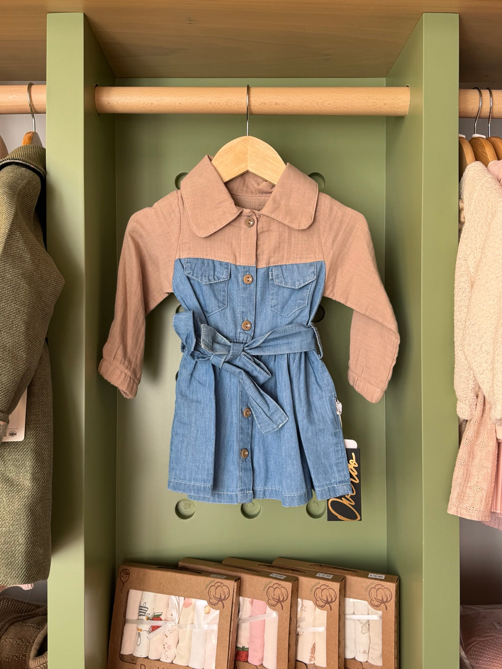 Girl Denim/Beige Dress