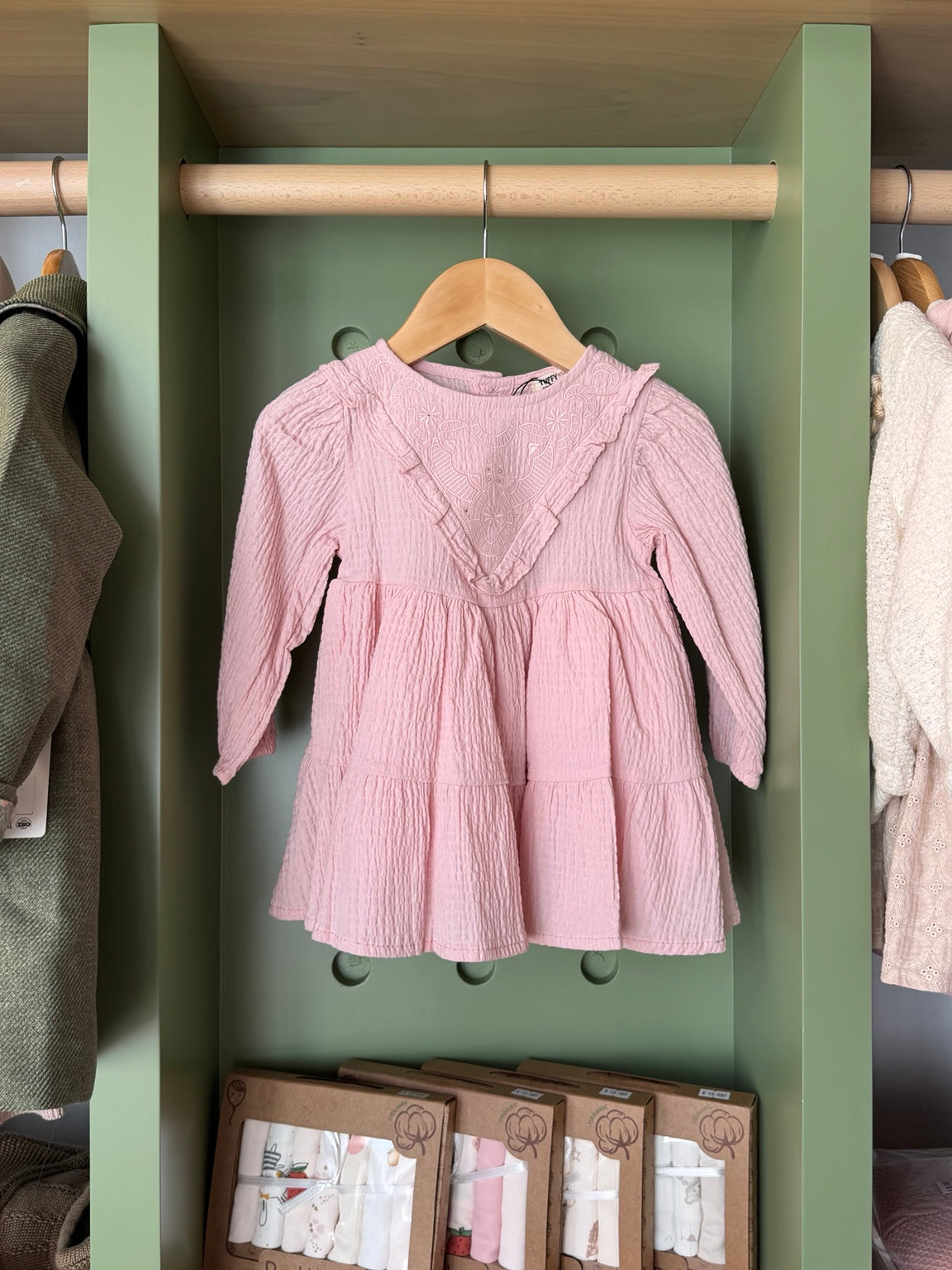 BabyGirl Pink Linen Dress