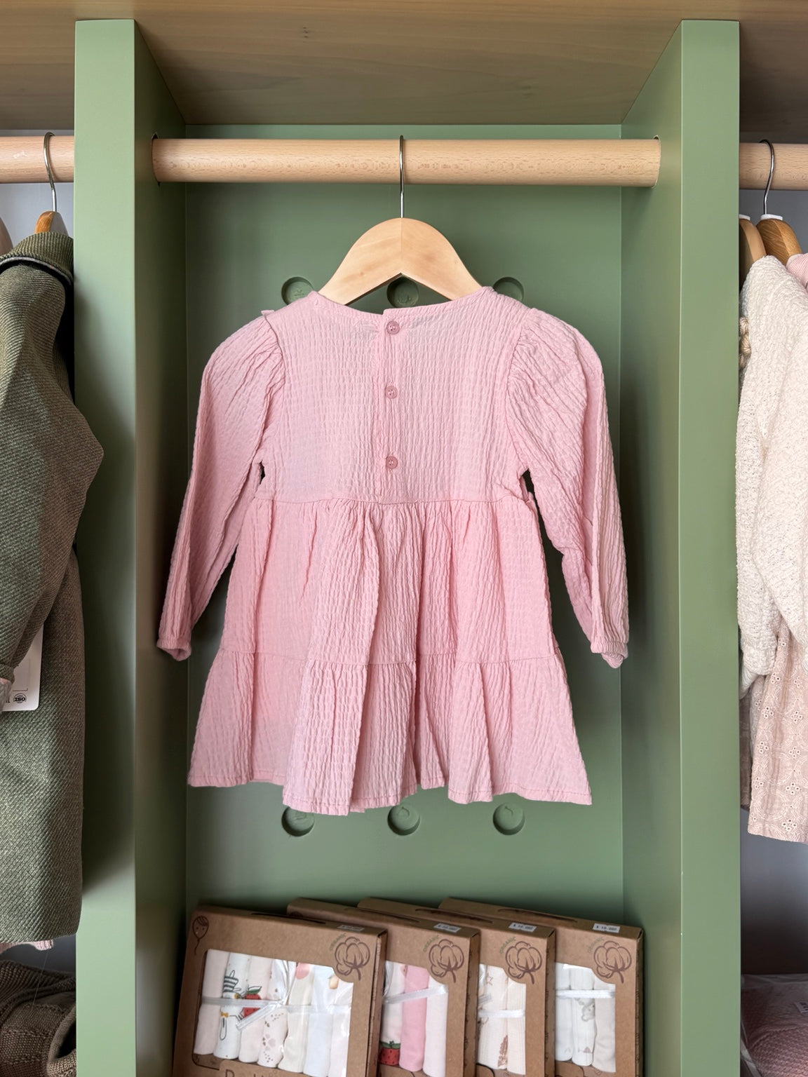 BabyGirl Pink Linen Dress