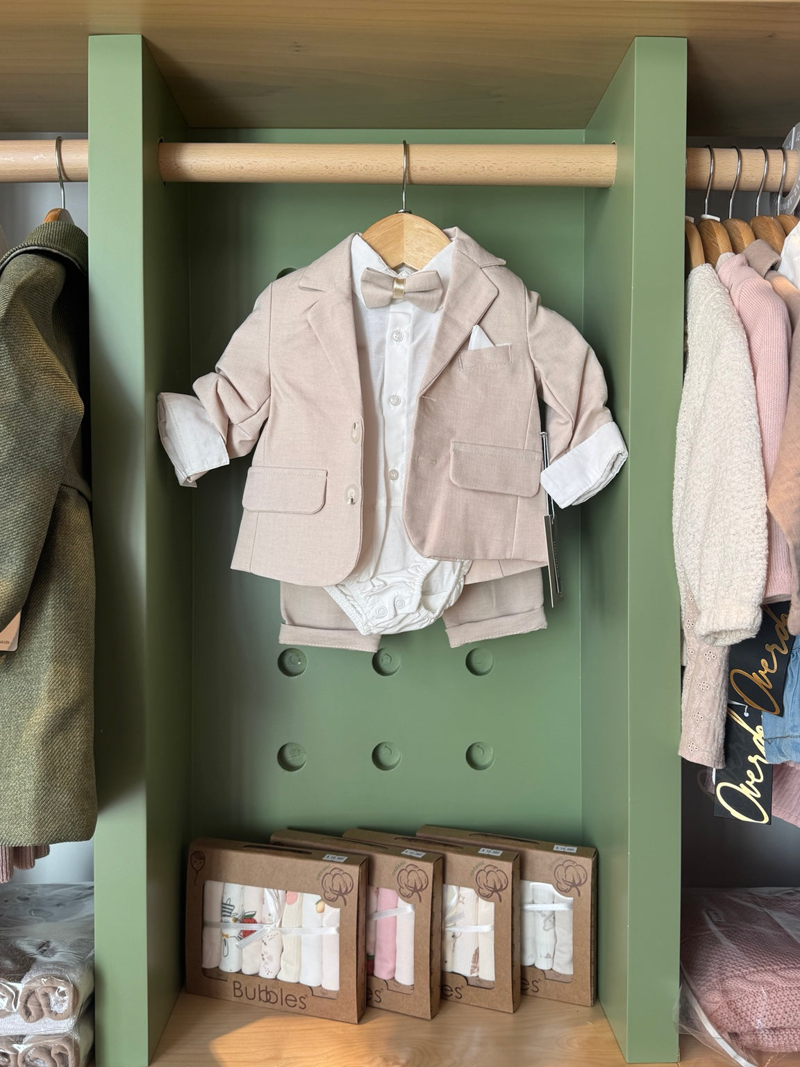 BabyBoy 3pcs Beige Suit front