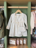 Girl White Embroidered Dress + Bag front
