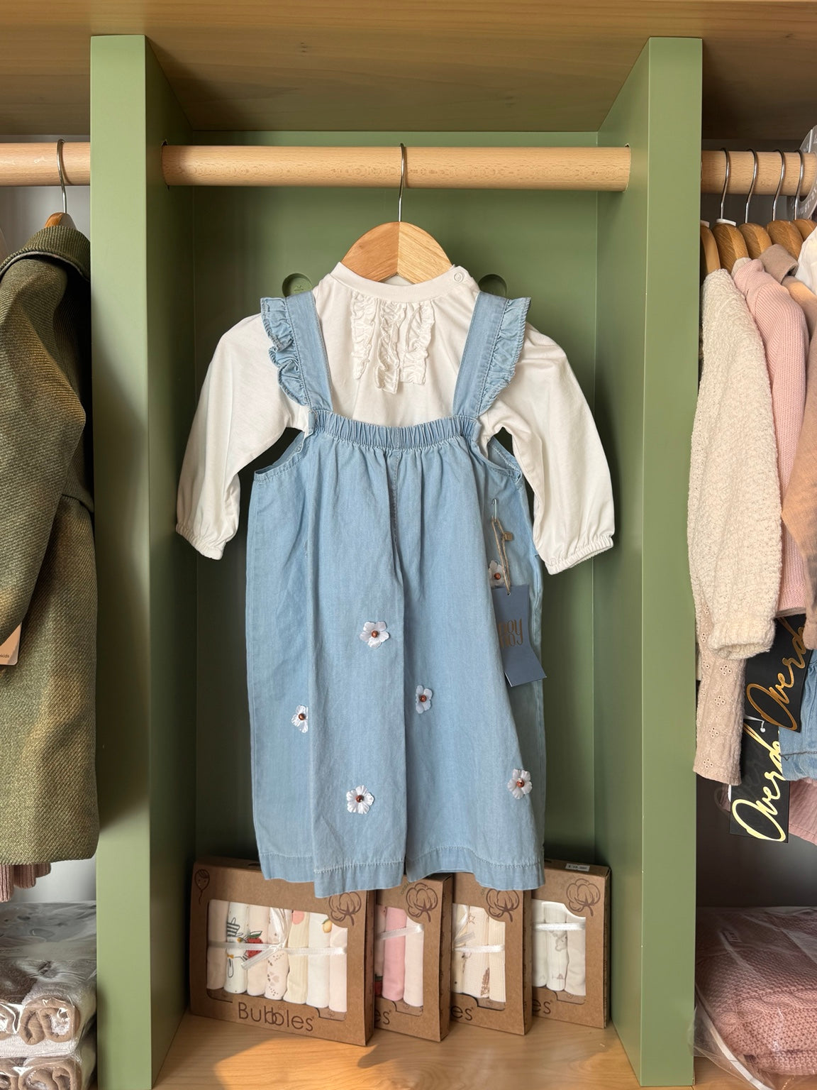 BabyGirl 2pcs Denim Salopette + White Top