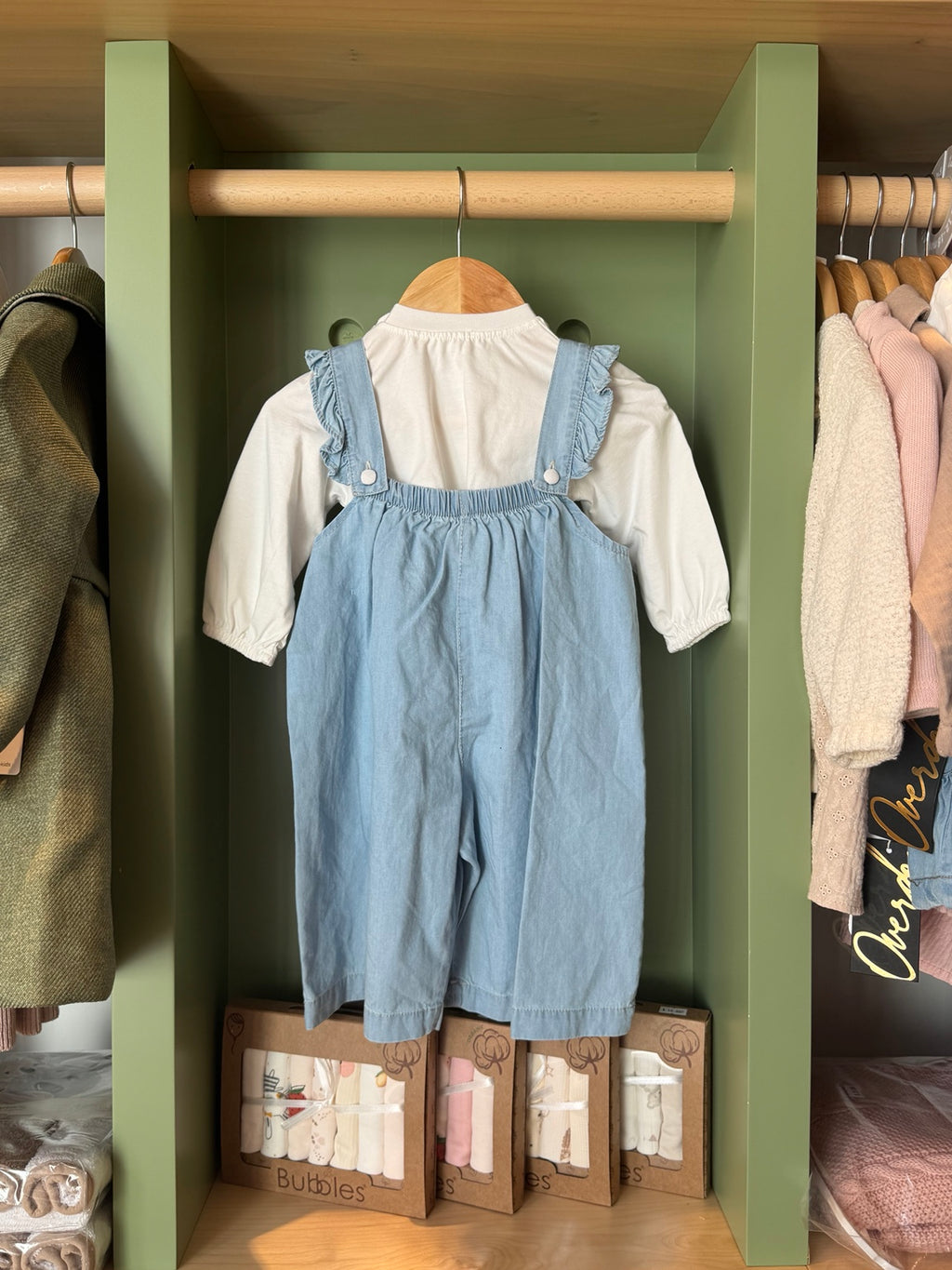 BabyGirl 2pcs Denim Salopette + White Top