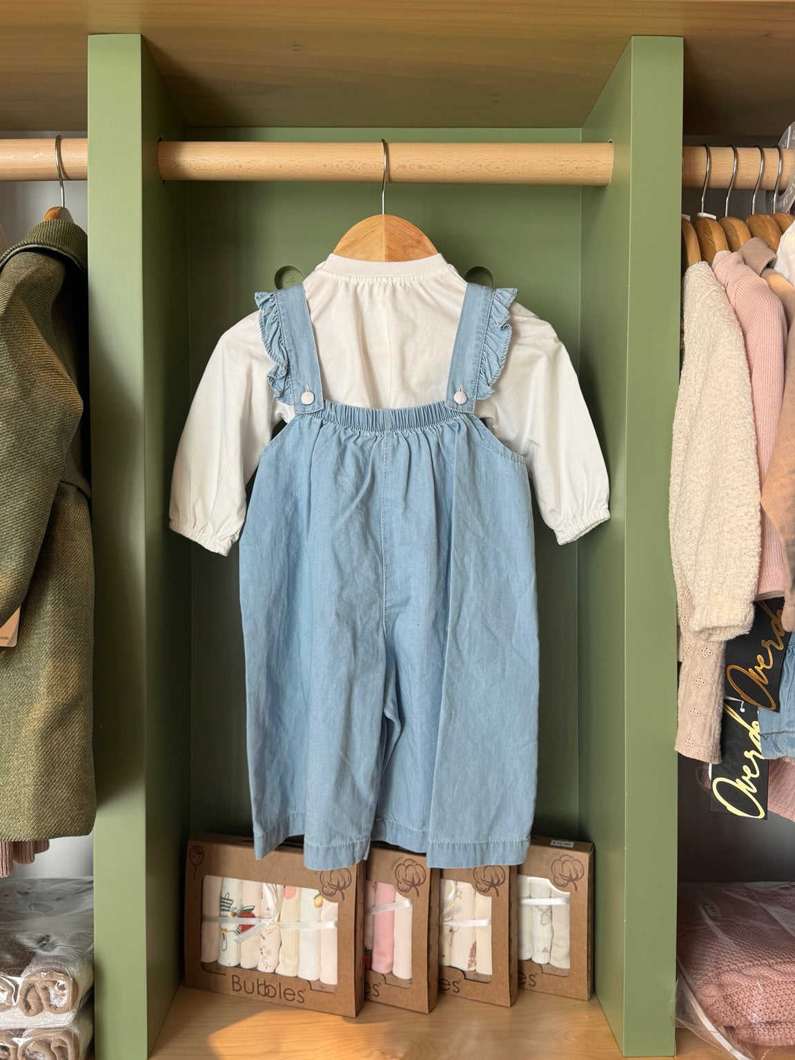 BabyGirl 2pcs Denim Salopette + White Top