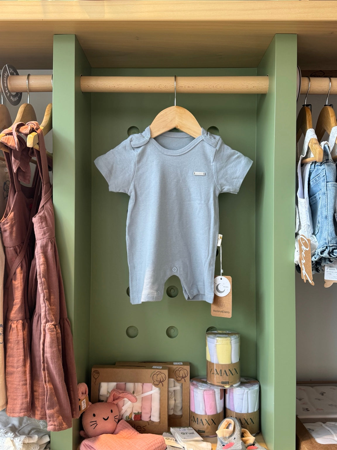 BabyBoy Blue Cotton Romper front