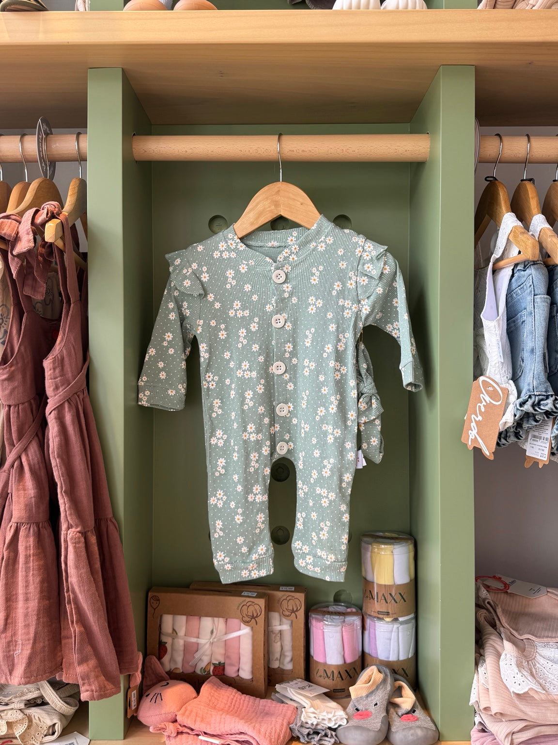 BabyGirl Green Flower Onesie - image 1
