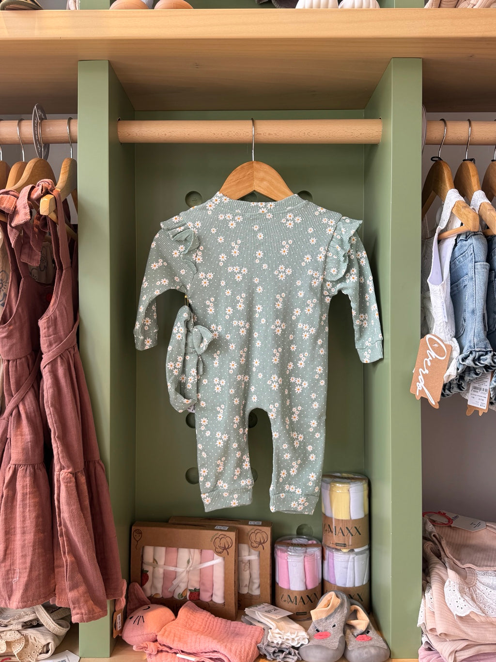 BabyGirl Green Flower Onesie - image 2