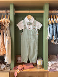 BabyBoy 2pcs Linen Mint Salopette front