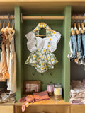 BabyGirl Green Flowers Romper front