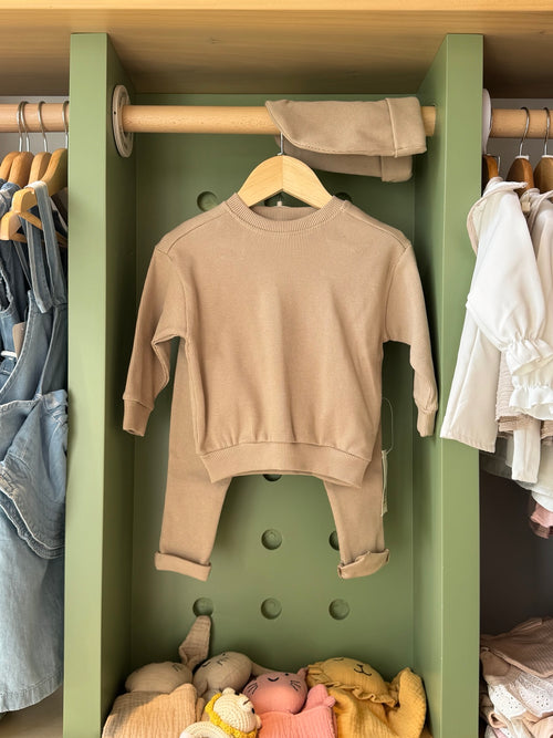 BabyBoy 2pcs Beige Set+Hat - image 1