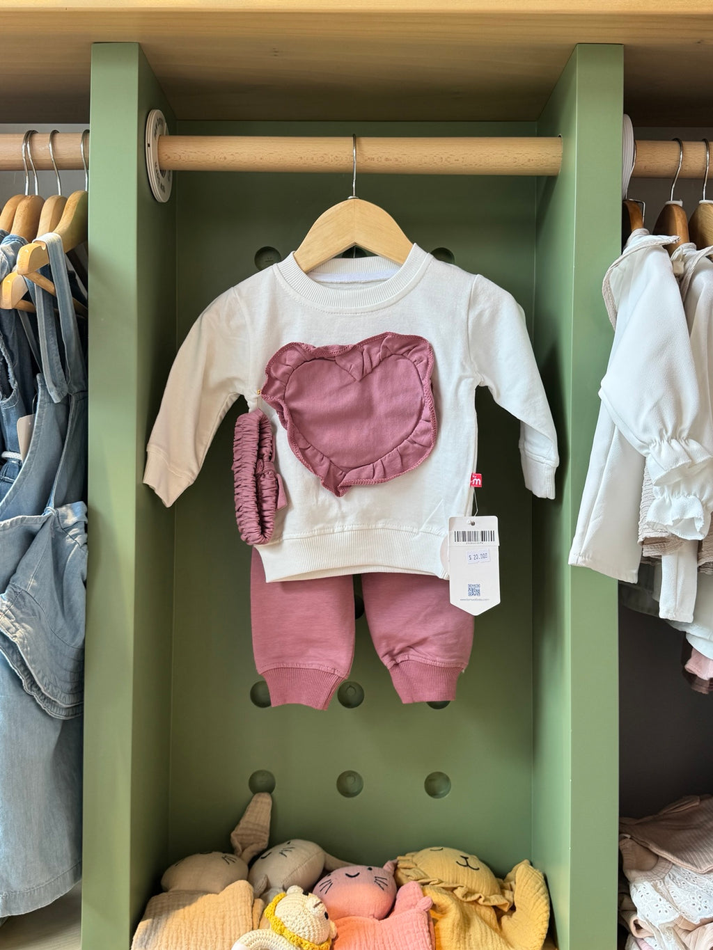 BabyGirl 2pcs Dusty Pink Heart Set+Headband - image 1