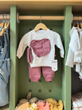BabyGirl 2pcs Dusty Pink Heart Set+Headband - image 1
