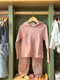Girl 2pcs Pink Waffle Cotton Set - top