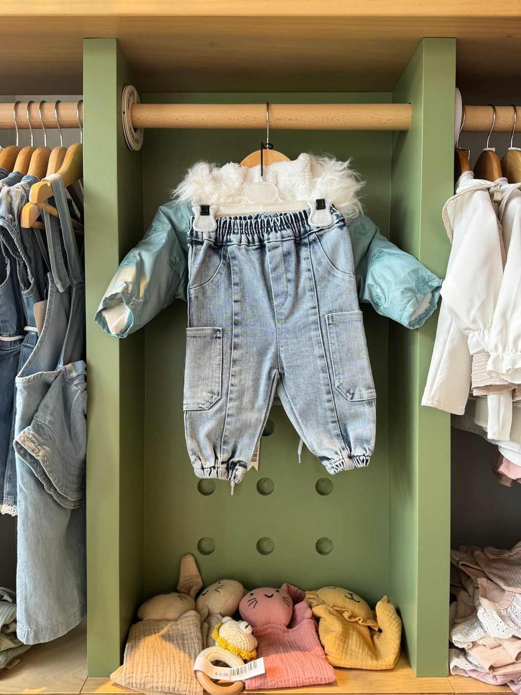 BabyGirl 3pcs Mint Fur Anorak alternate view