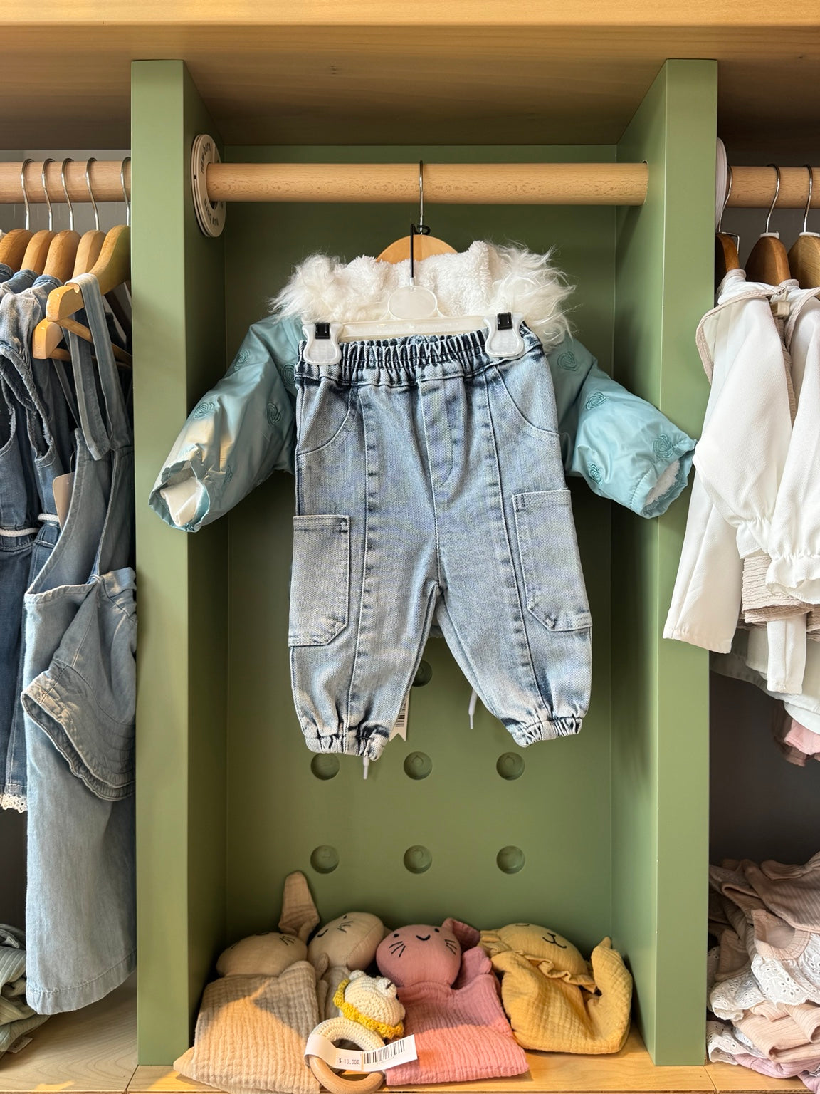 BabyGirl 3pcs Mint Fur Anorak alternate view