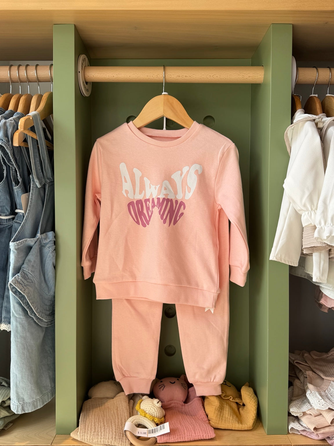 Girl 2pcs Cotton Pink Set front