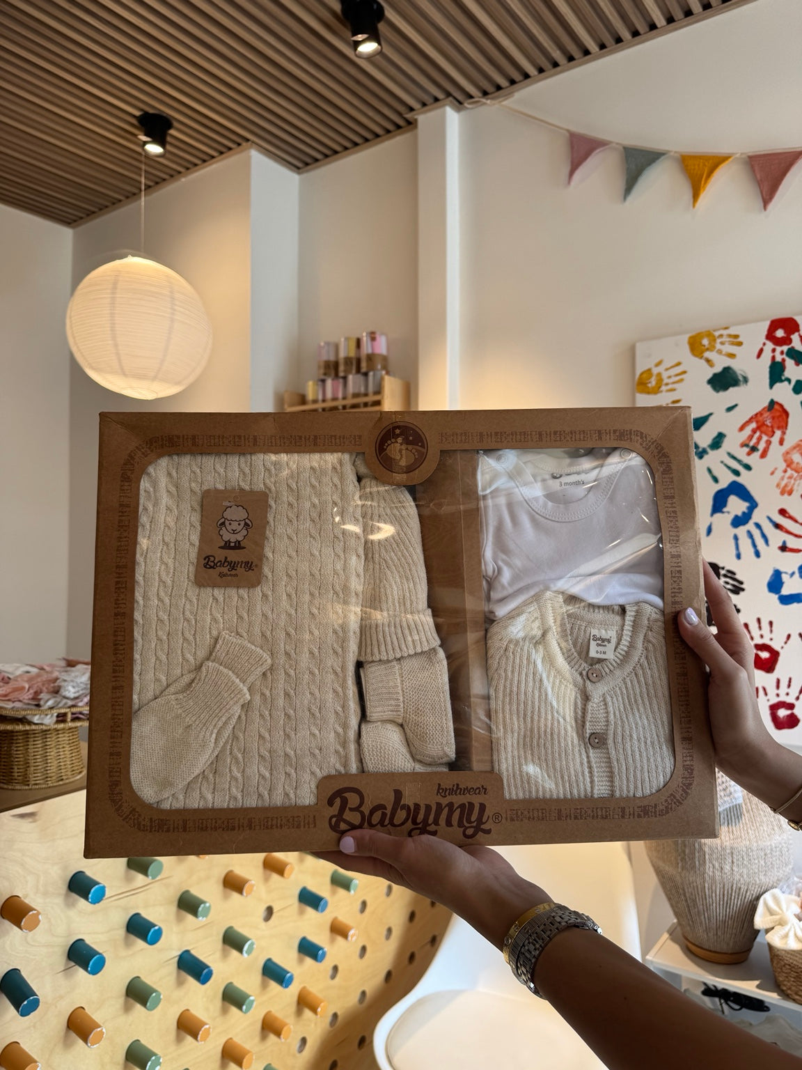 NewBorn Boy/Girl Beige Knitted Hospital Set