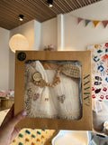 BabyGirl GiftBox Muslin Swaddle+Wooden Pacifier Holder+Wooden Brush