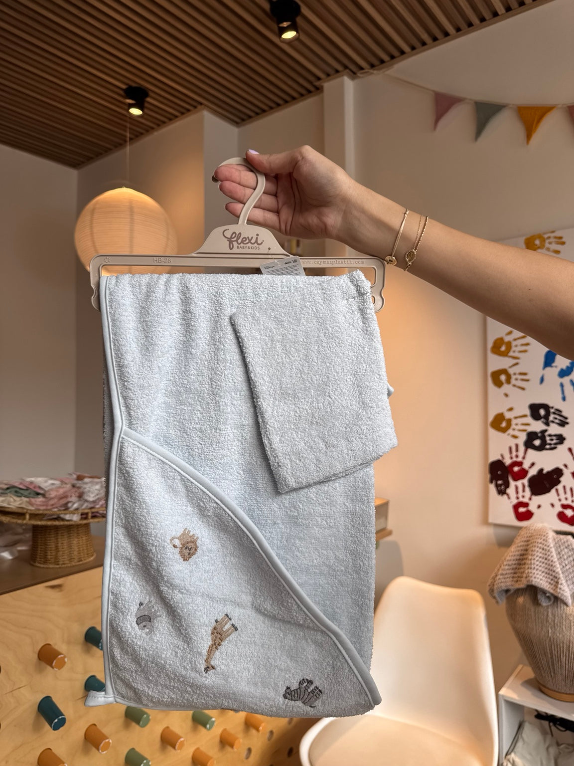 BabyBoy Light Blue Hooded Towel Animals
