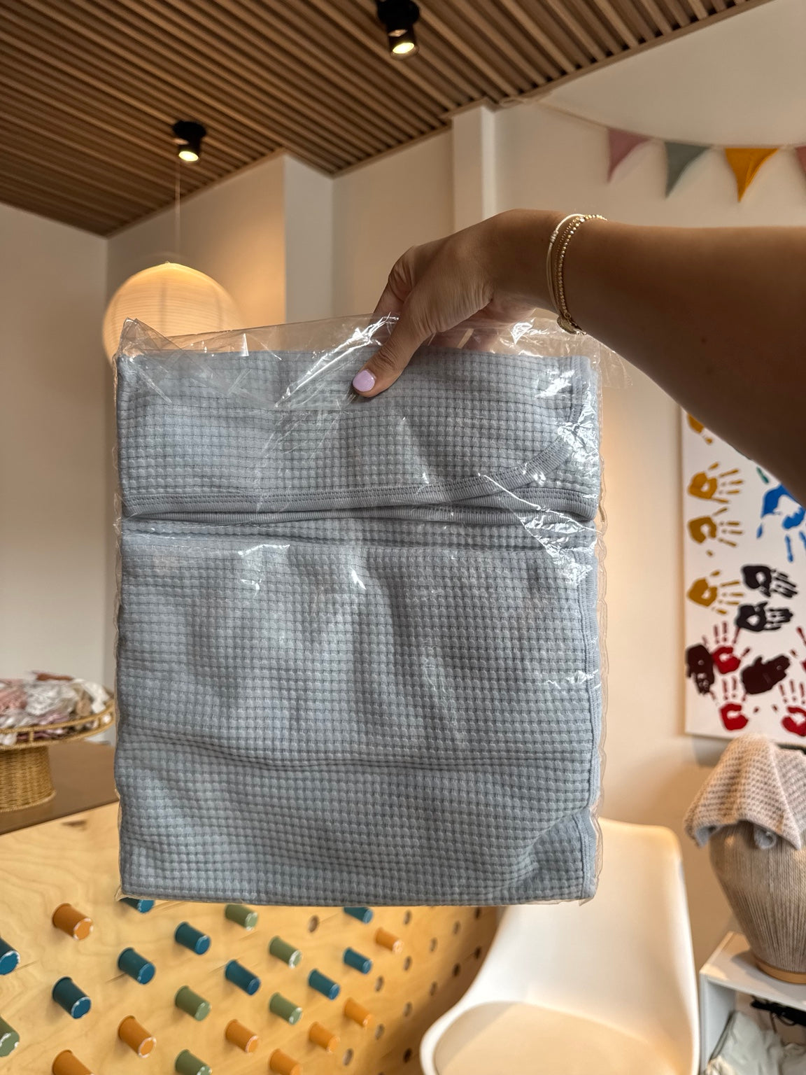 BabyBoy Grey Waffle Cotton Blanket