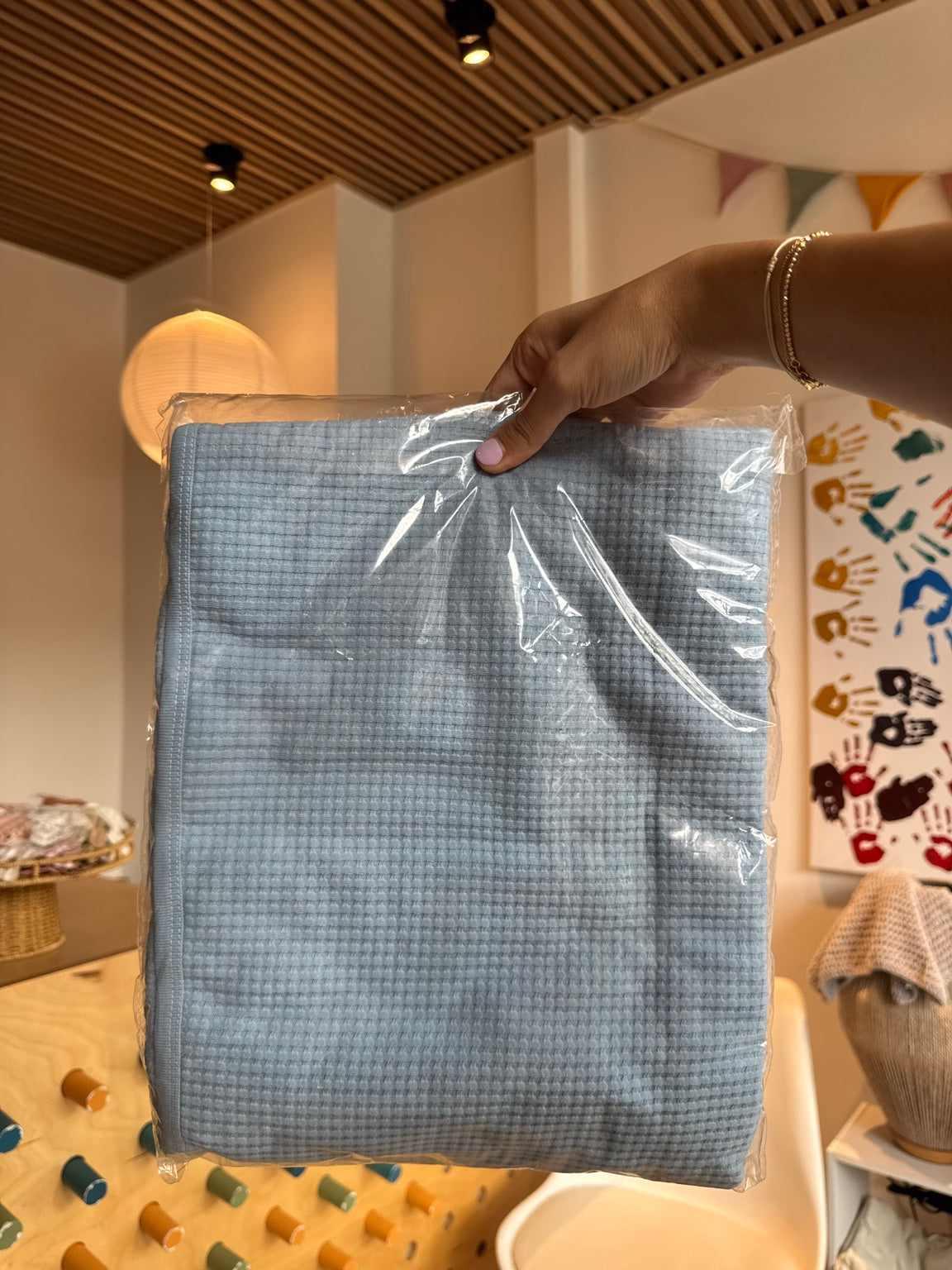 BabyBoy Blue Waffle Cotton Blanket