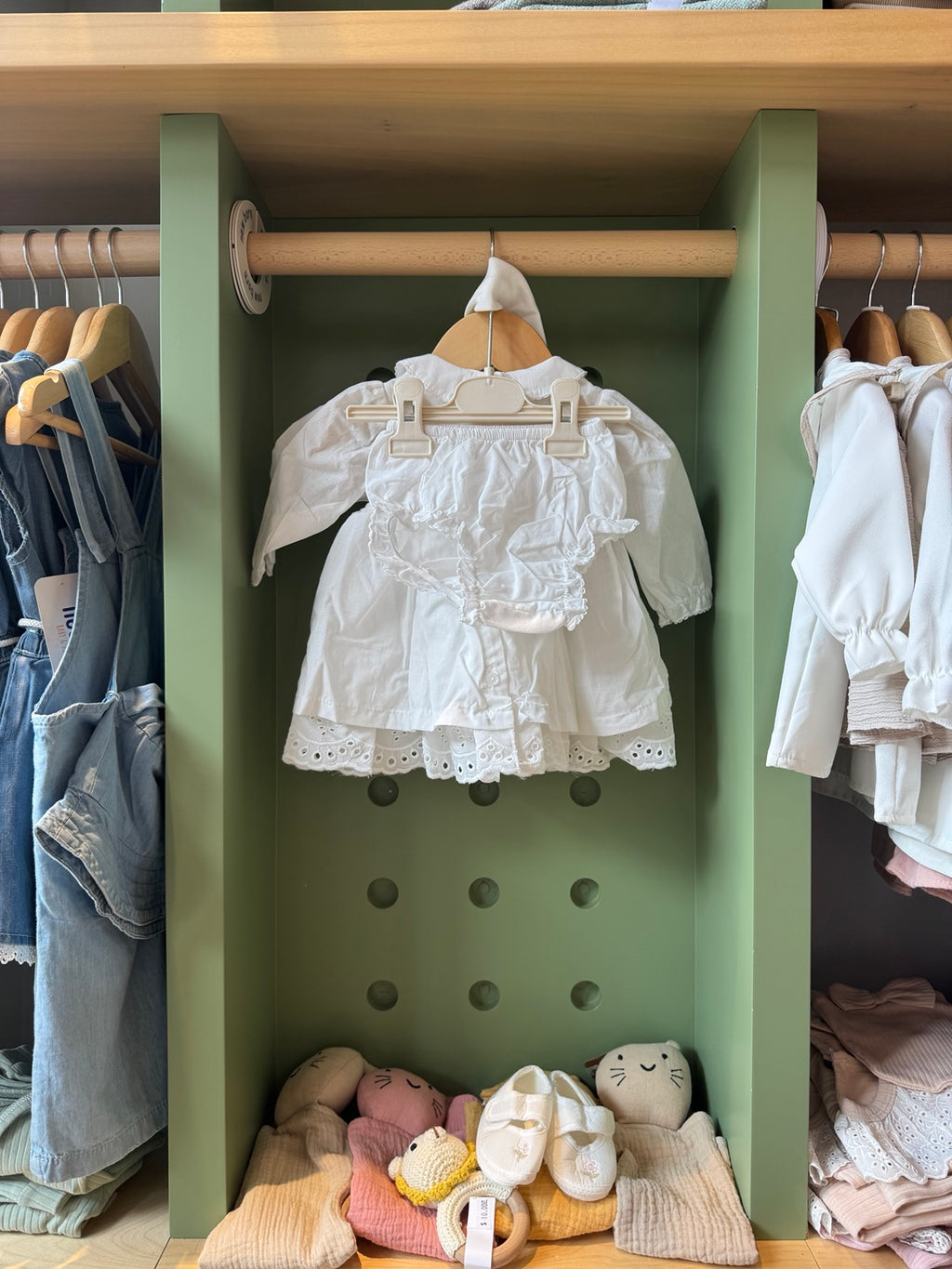 BabyGirl White Baptism Dress+Panties+Shoes+Socks+Headband