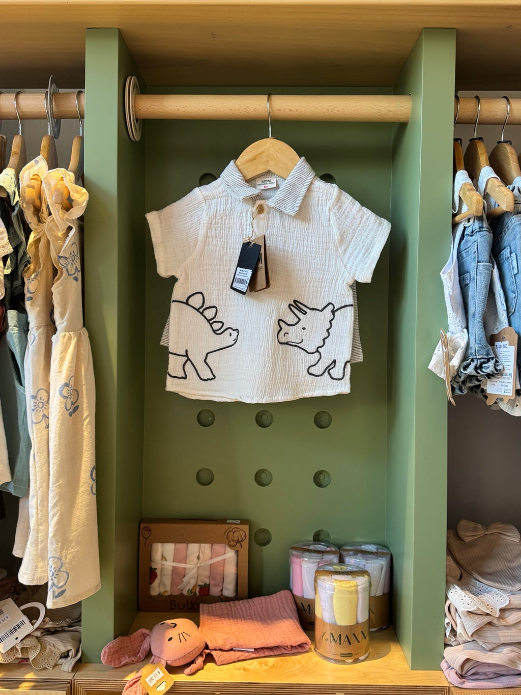 BabyBoy 2pcs Dino White Grey Set - front