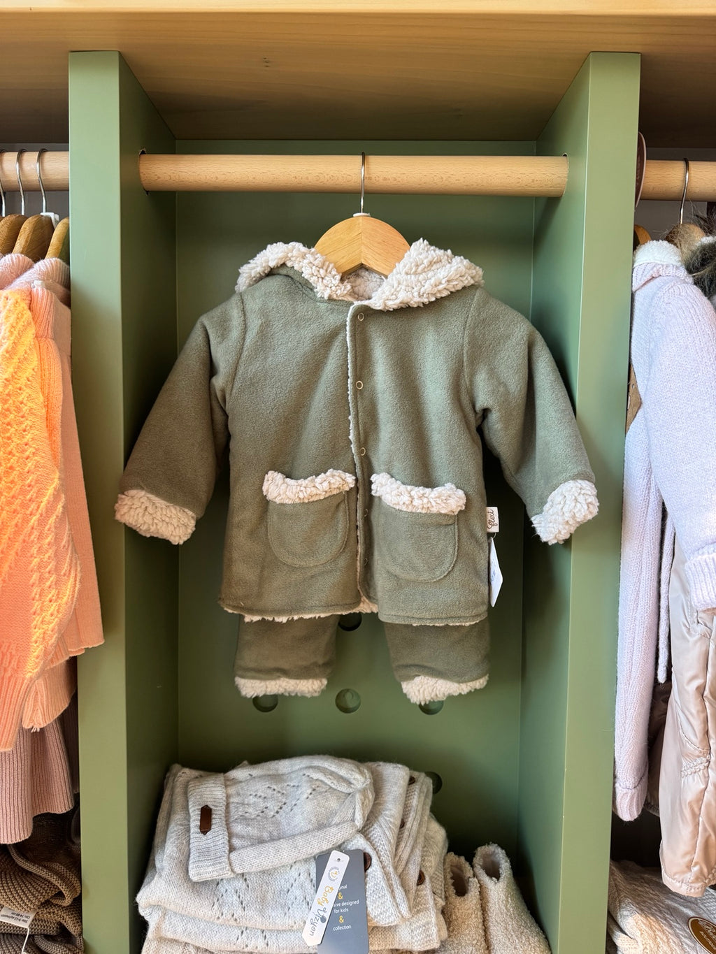 BabyBoy 2pcs Green Sherpa Set