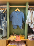 BabyBoy 2pcs Blue Linen Set front