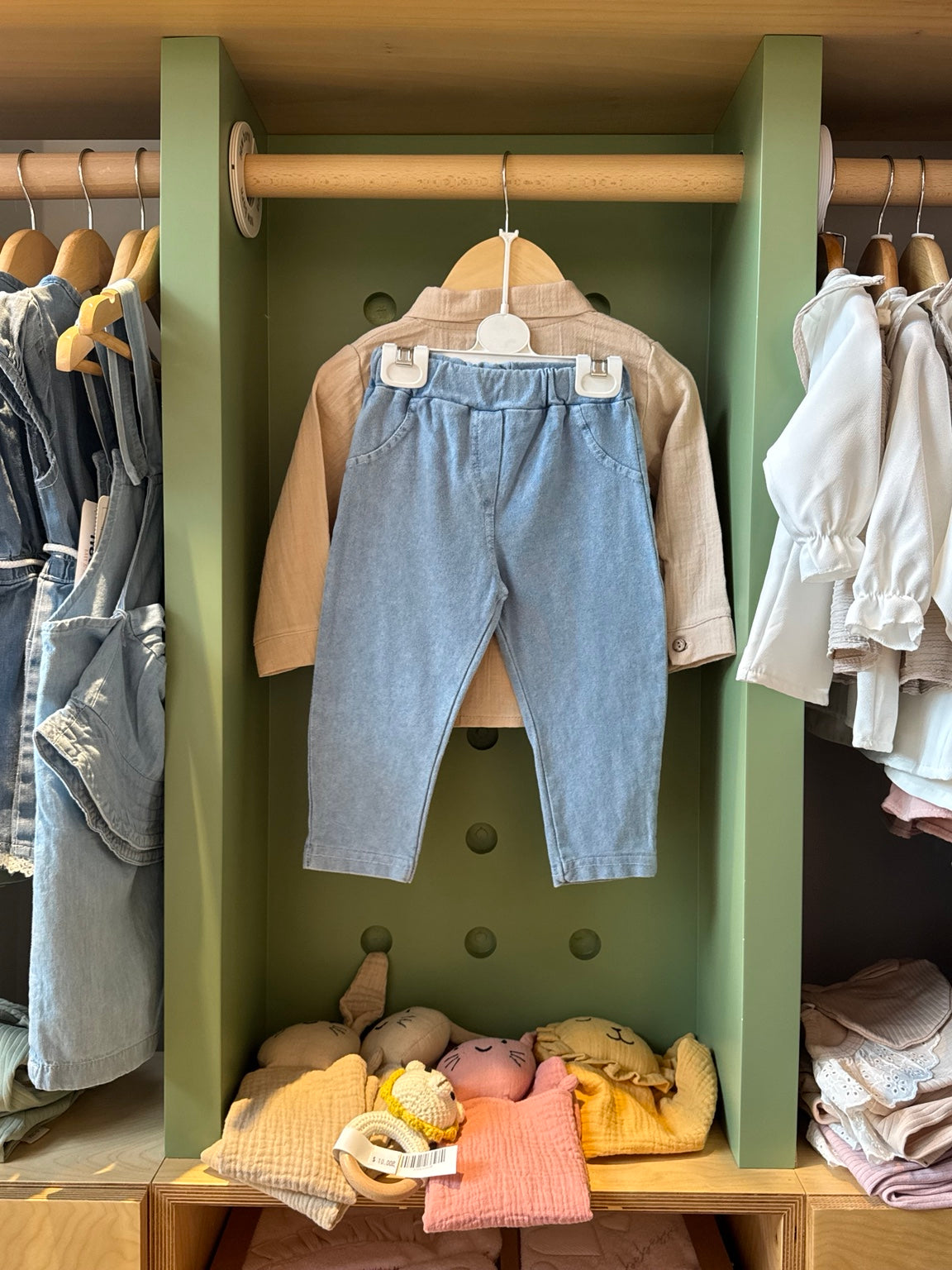 BabyBoy 2pcs Denim/Beige Shirt