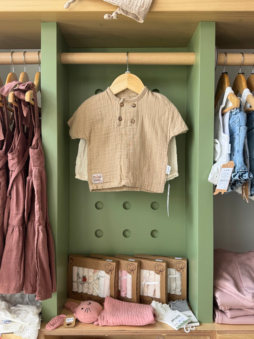 BabyBoy 2pcs Linen Beige Set - front